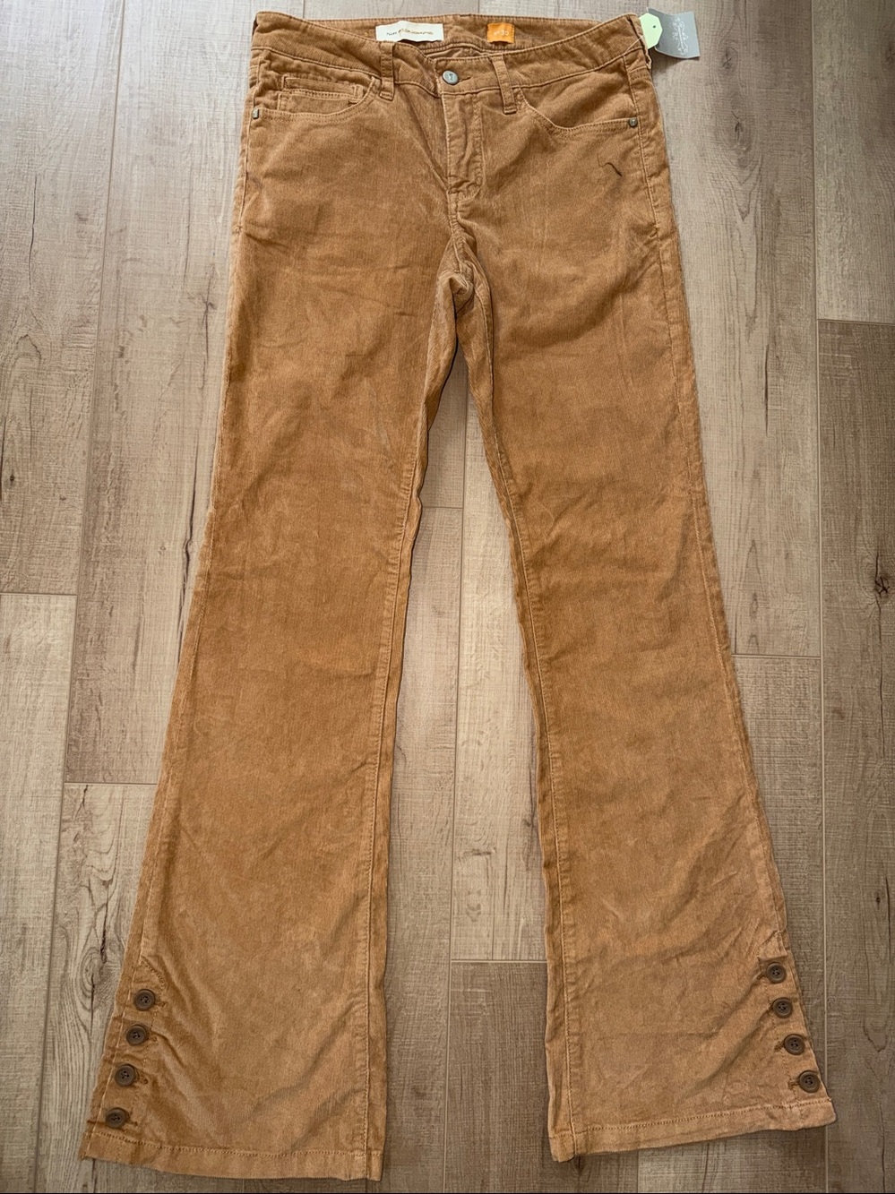Pilcro and the Letterpress Corduroy Boot Cut Pants in Camel Brown - Picture 3 of 10